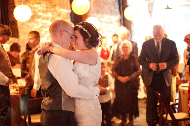nashville wedding, reception, first dance, cellar one, exposed brick